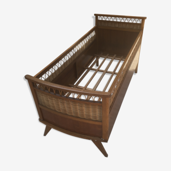 Bed child vintage rattan