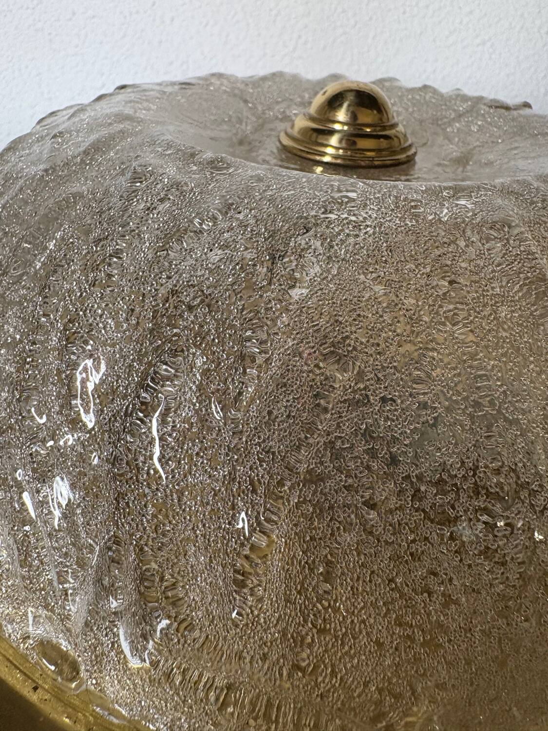 Frosted glass and brass ceiling light, 1970s