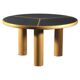 Sculptural Round Table in Wood, Brass and Dark Laminate, Italy 1970s