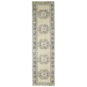 Vintage Turkish Oushak Handmade Wool Cotton Beige Runner 74x285