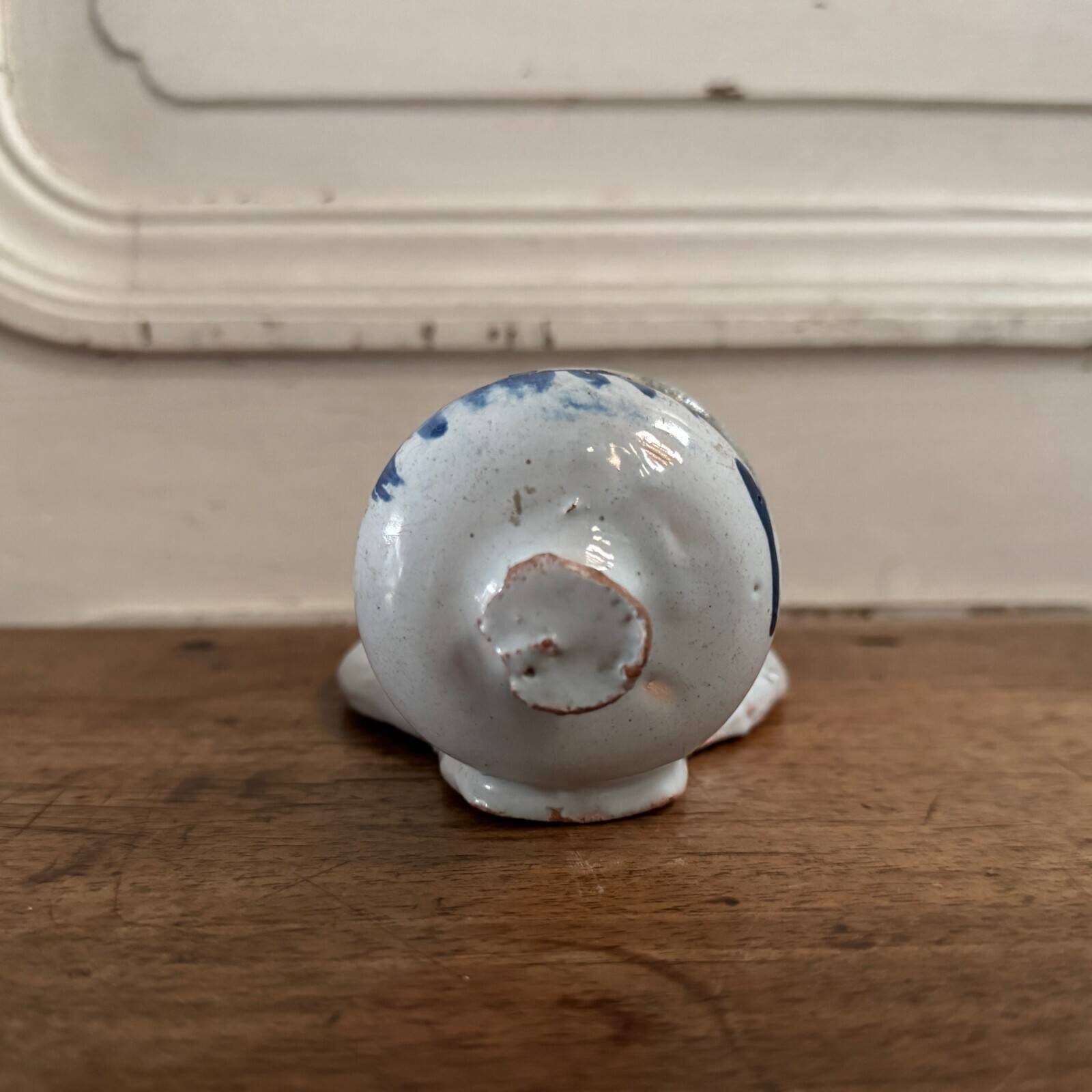 18th century Nevers earthenware holy water font