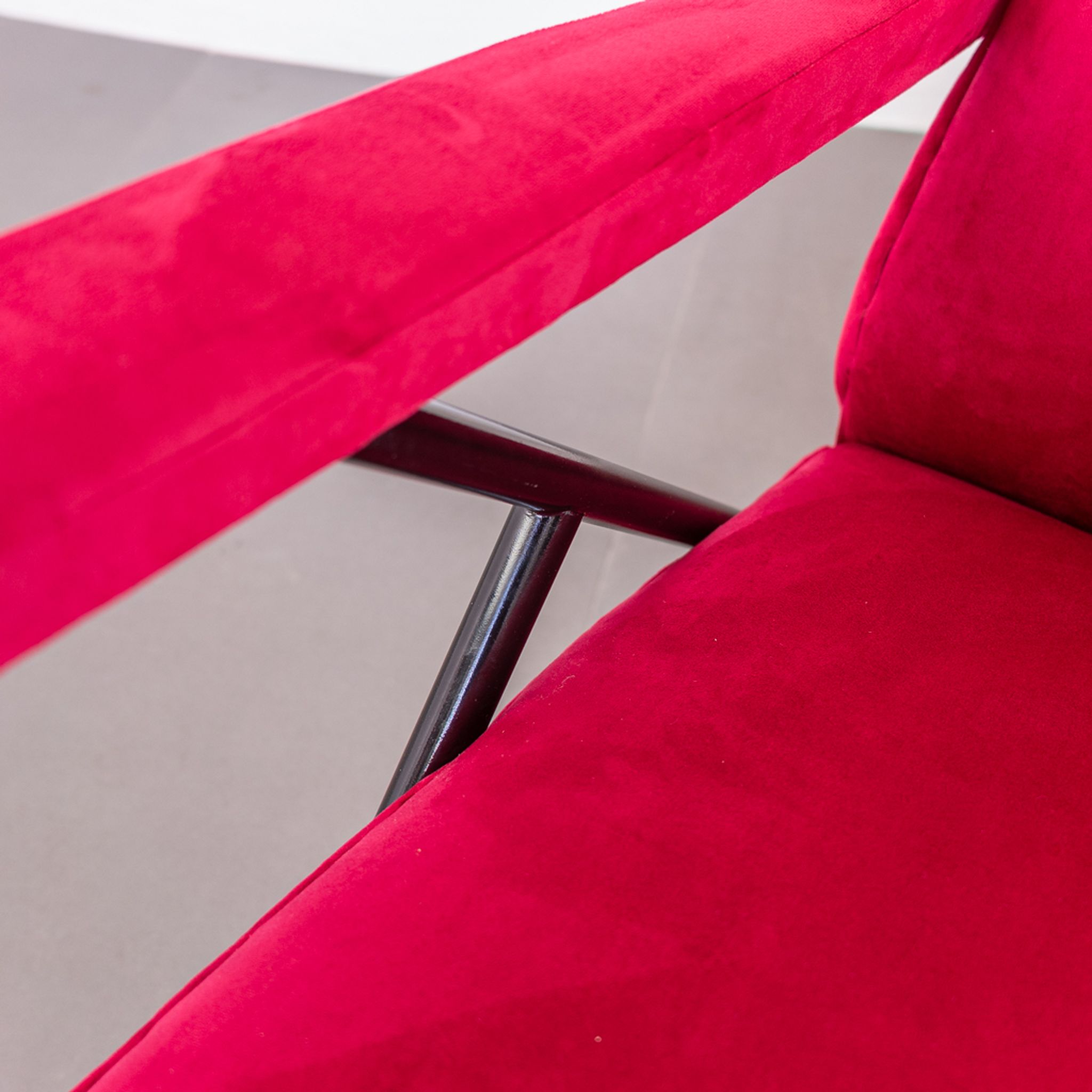Velvet reclining armchair 1950