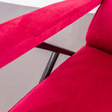 Velvet reclining armchair 1950