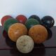 Very old game of wooden petanque balls with piglet