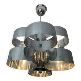 Chrome metal Space Age Sciolari chandelier from the 1970s.