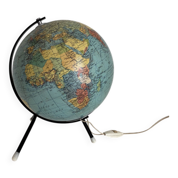 Vintage globe 1962 terrestrial world map glass tripod Taride - 28 cm