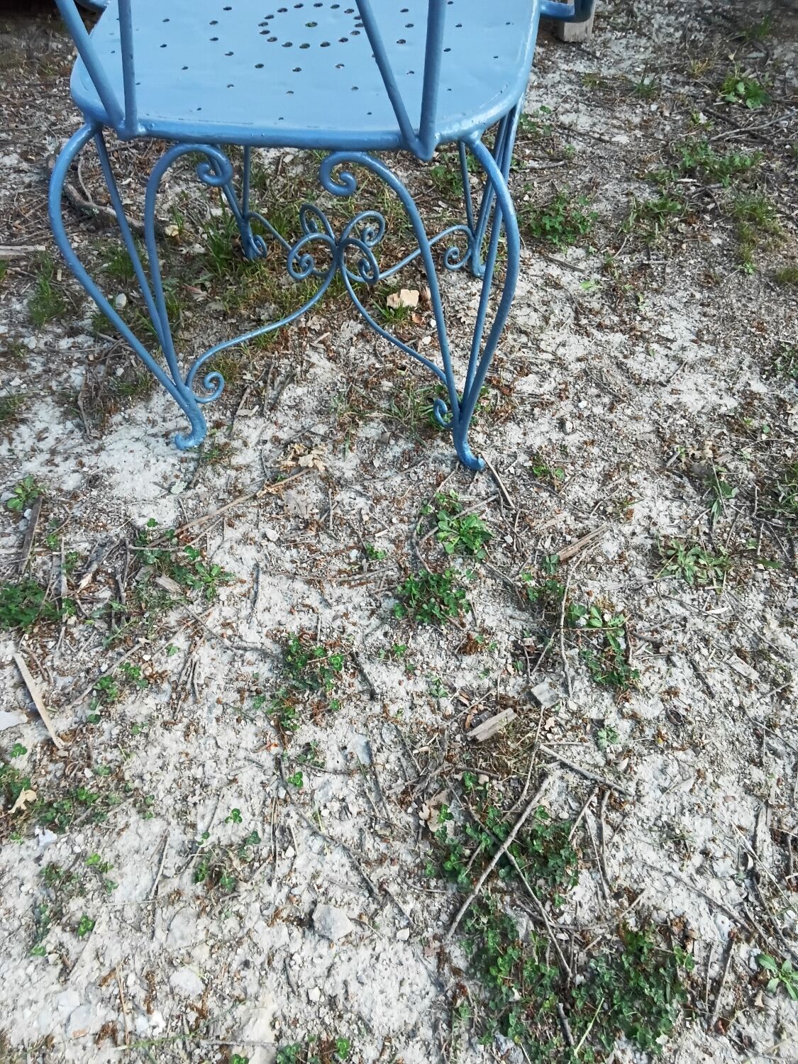 Large blue wrought iron garden furniture