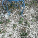 Large blue wrought iron garden furniture