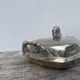 Silver metal pompom butter dish