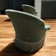 Pair of celadon green velvet armchairs with armrests, esprit