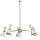 Lustre italien en laiton 5 bras blanc
