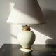 Vintage cracked cream white faience lamp Le Dauphin 1960s-70s Panama