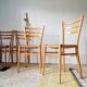 Set of 4 vintage Italian chairs in wood and straw.