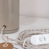 Sandstone lamp and striped lampshade