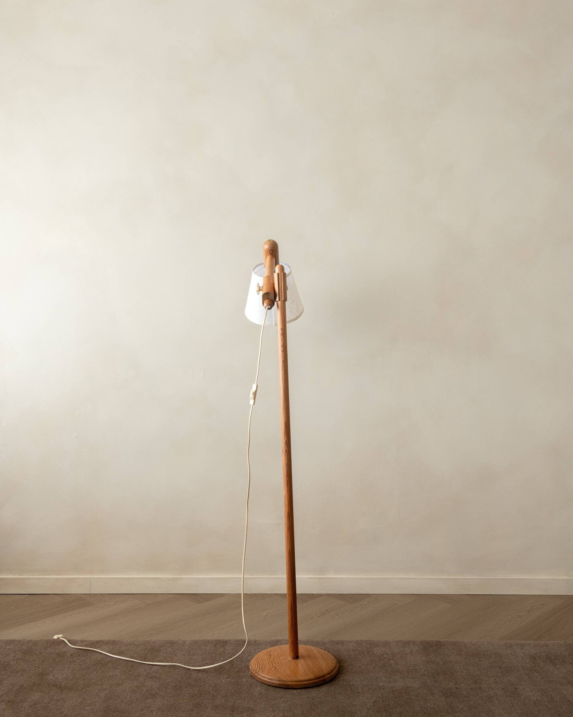 Vintage Danish Pine Adjustable Floor Lamp by +LYS Denmark, 1960s