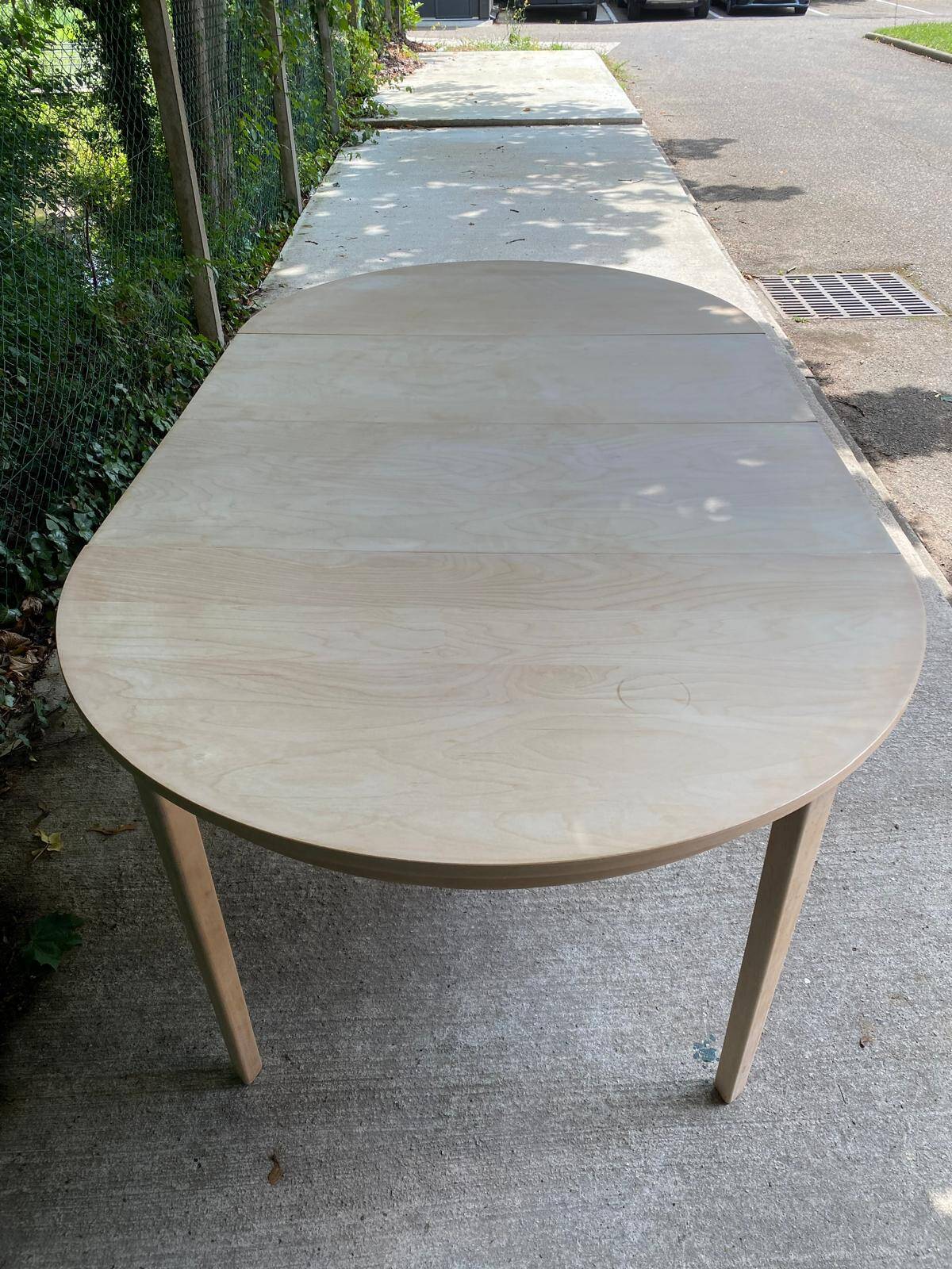 Table à manger scandinave ronde extensible rénovée en bois brut 210cm