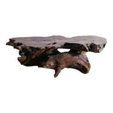 French Wooden Sculptural Brutalist Root Sofa Side Table, 1960s