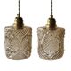 Set of two vintage amber glass pendant lights
