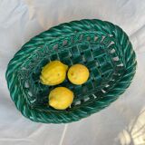 Green woven ceramic basket
