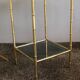 Bamboo-style brass side table with smoked glass 1960