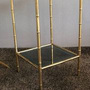 Bamboo-style brass side table with smoked glass 1960