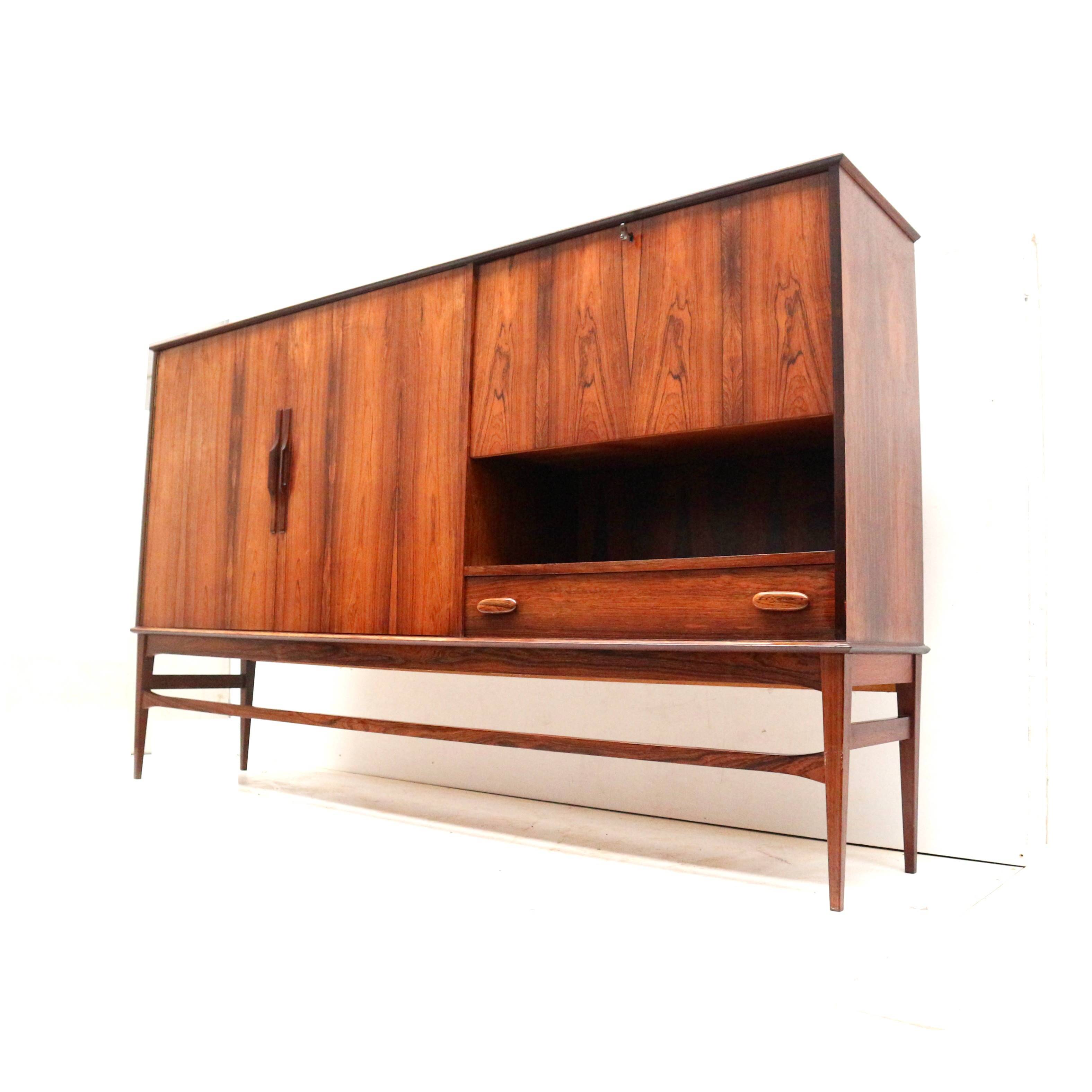 High quality vintage rosewood highboard / high sideboard made in the 60s