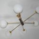 Stilnovo 1960s-style chandelier | Brass, glass and metal | 6x E14 | Vintage