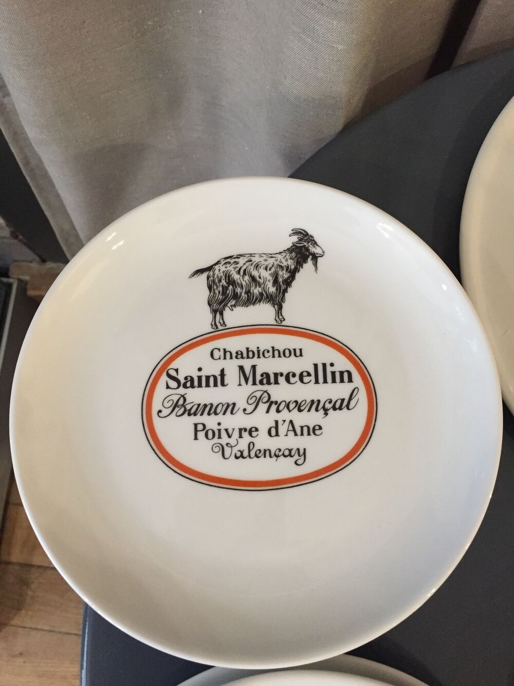 CHEESE SERVICE 12 PLATES AND PORCELAIN TRAY AUTEUIL CREATION JACQUES LOBJOY
