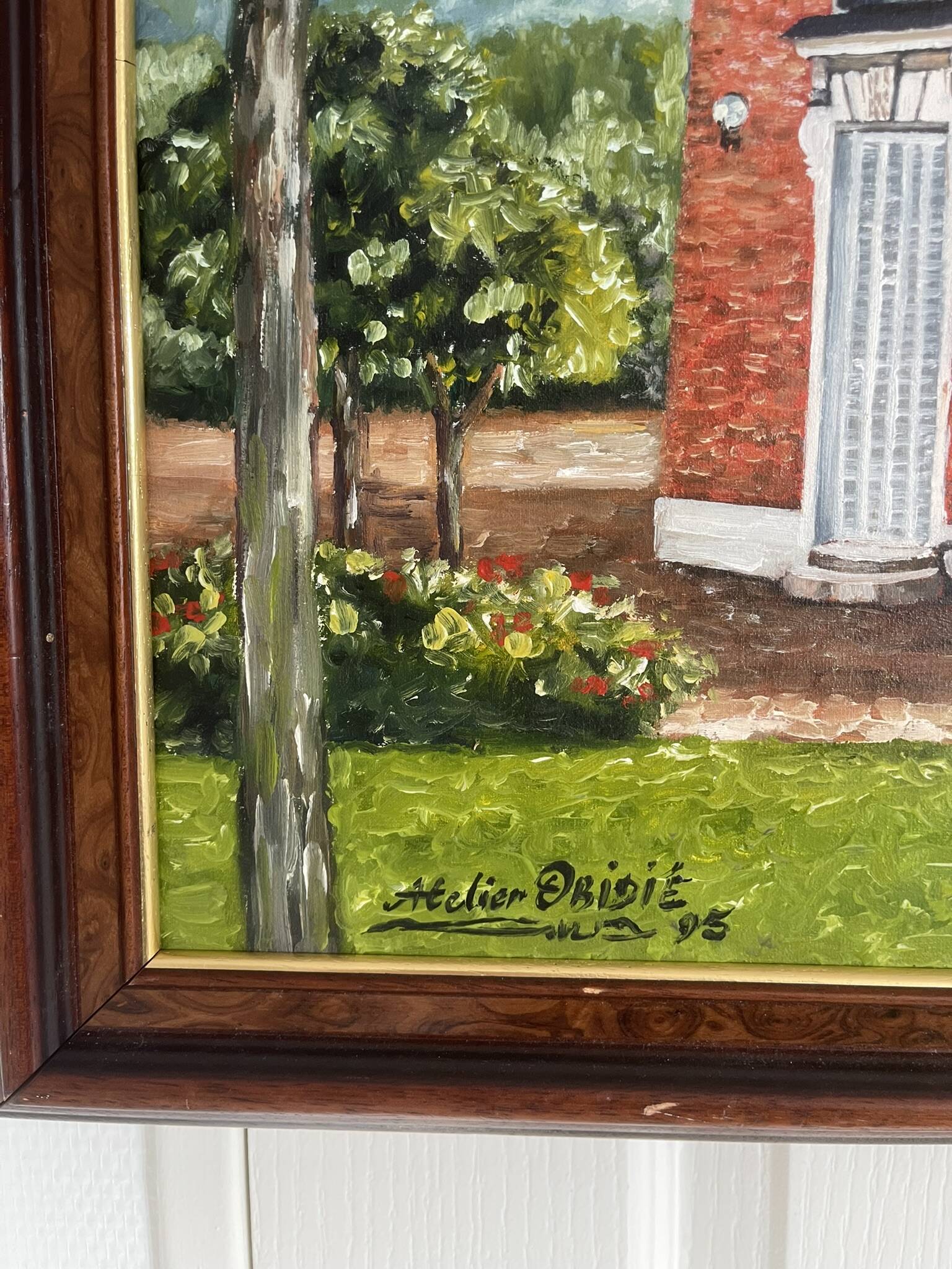 Old Oil Painting Canvas Manor Castle Holiday Home 87x62cm