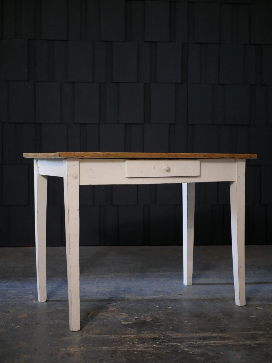 Wooden farmhouse table, white base