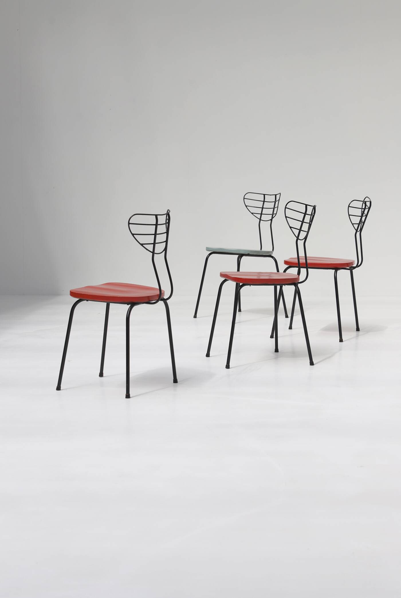 Set of 4 modernist mid-century radar chairs 1950s Belgium