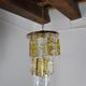 Two-tone chandelier by Zero Quattro, 3 levels, orange and transparent murano glass, Italy, 1970