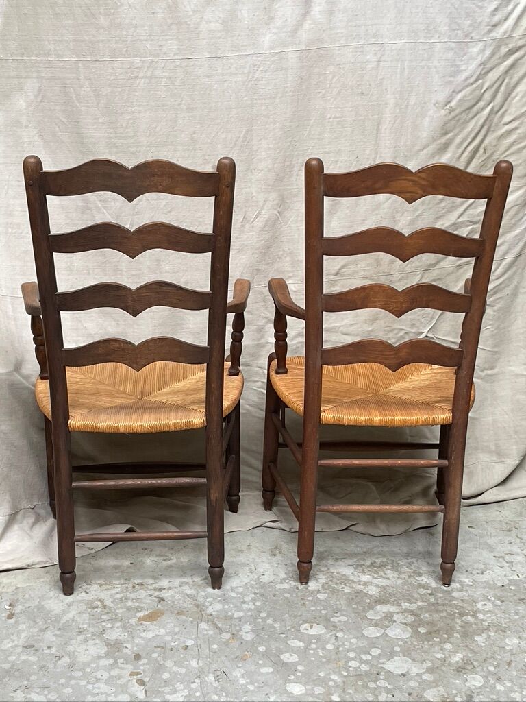Pair of straw armchairs