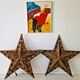 Pair of Vintage Industrial Marquee Star Wall Lights Distressed Gold Finish 1960s