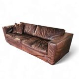 Massive / loose cover / brown leather / lounge sofa / 1970s/