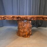 Coffee table signed in elm burl