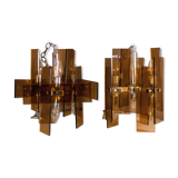 Orange glass lamps, six bulbs each