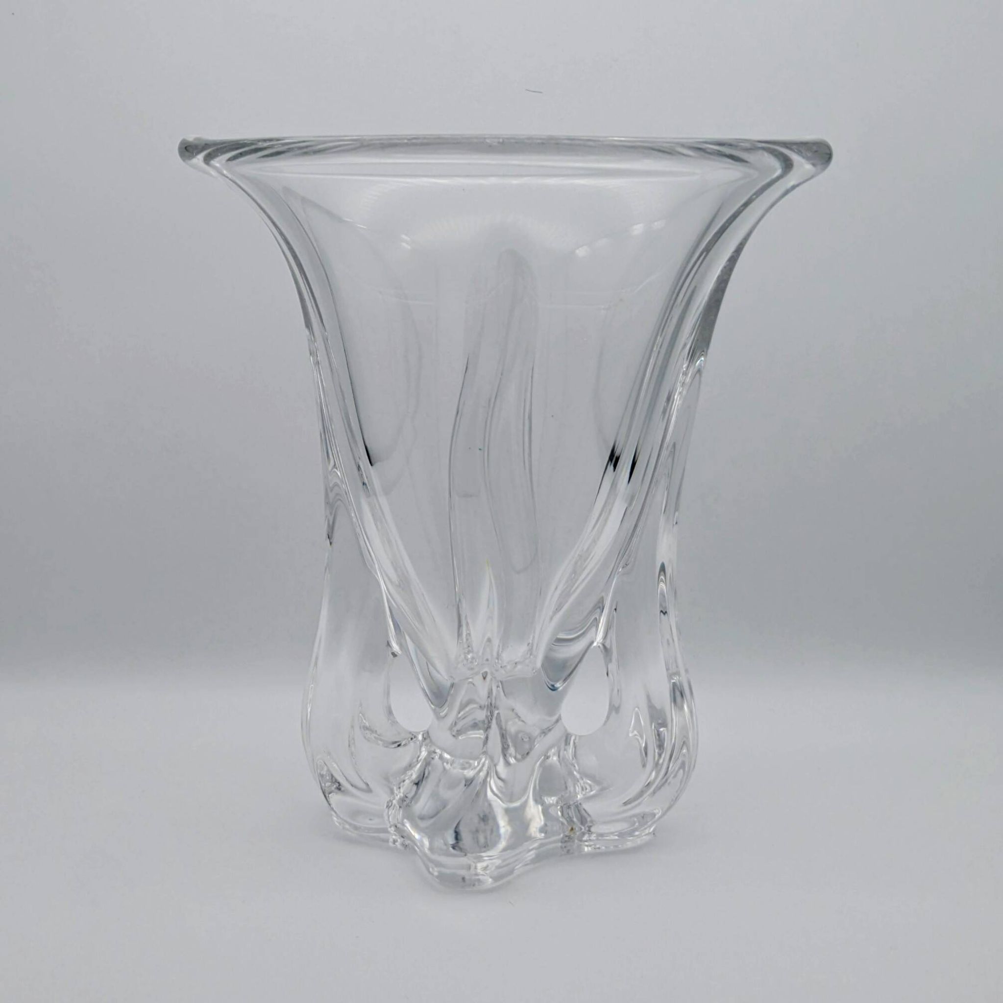 Art Vannes France - Large Sculptural Free-Form Vase - Solid Crystal 1950