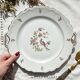 Vintage Limoges Berry porcelain cake dish with bird of paradise motif -