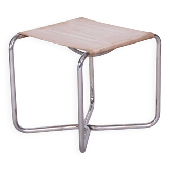 Tabouret Bauhaus restauré, Mücke Melder, acier chromé, Tchéquie, années 1930