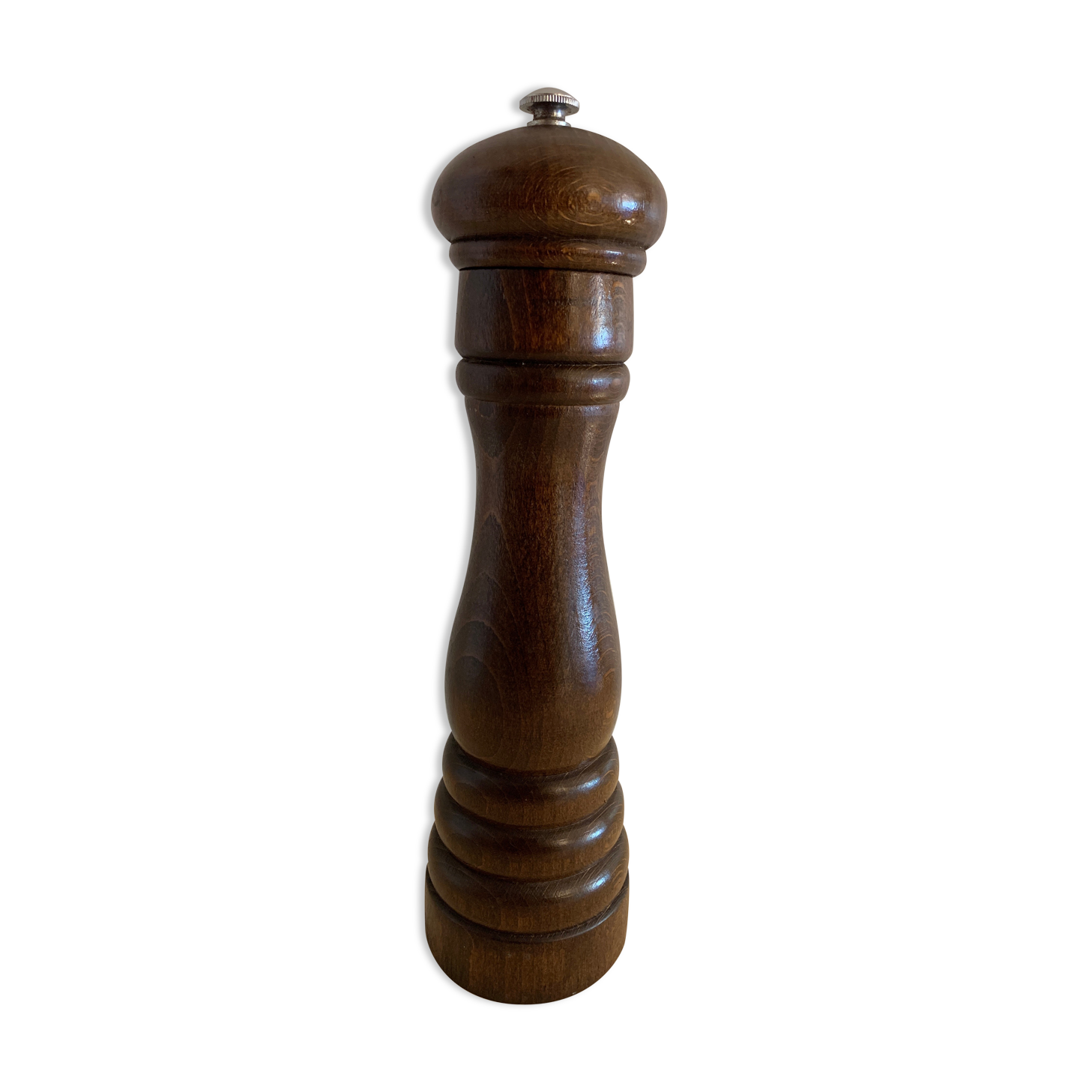 Pepper or pepper mill in wood Peugeot Frères Lion, height 26 cm