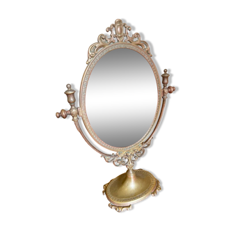 Brass table mirror psyche