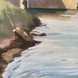 Countersigned lithograph Claude Hemeret Bouquet of blue flowers 43/175