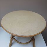 Vintage rattan tripod coffee table