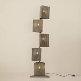 Lampadaire 5 feux mobiles Moderniste en métal perforé Circa 1980