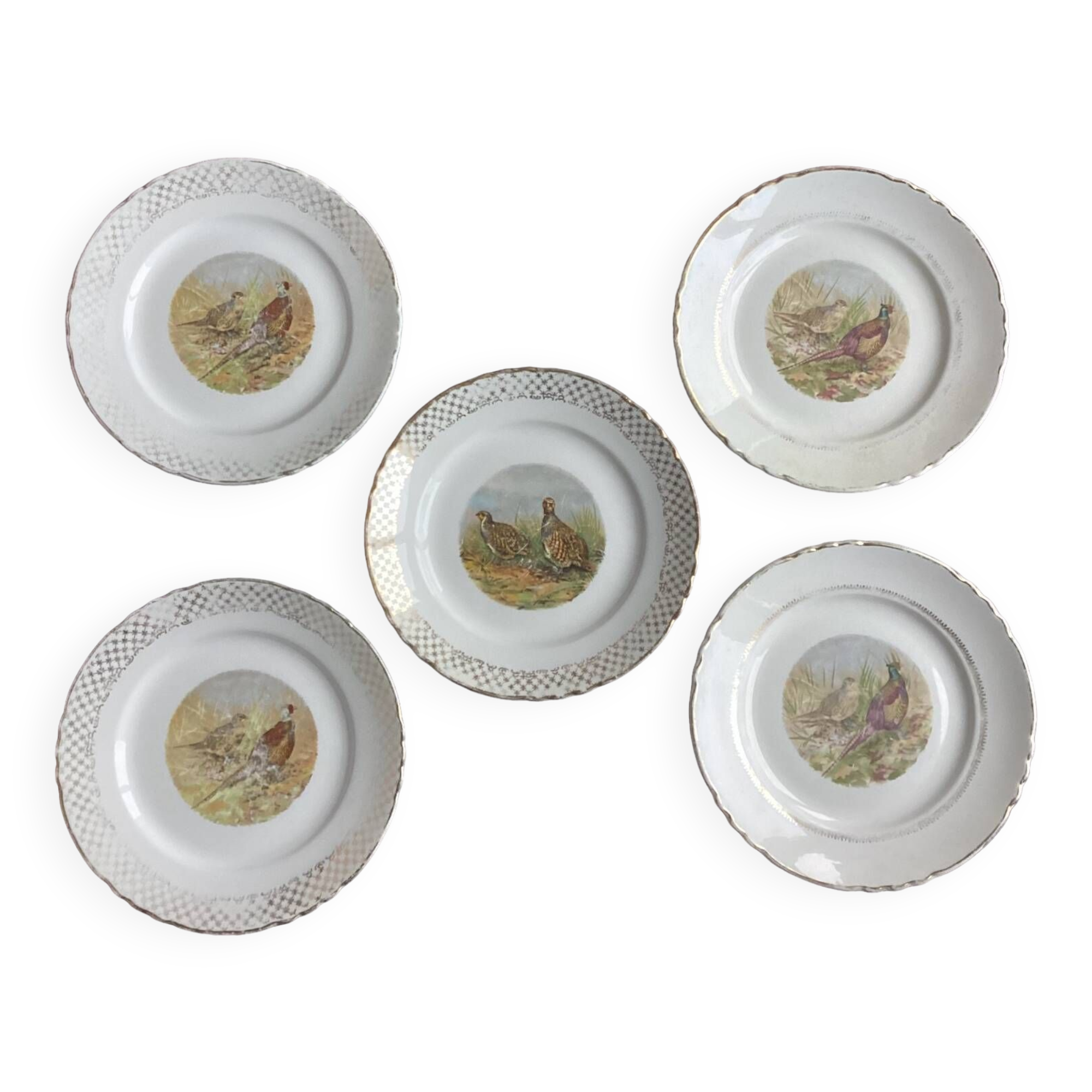 Set of 5 Moulin des Loups flat plates