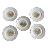 Set of 5 Moulin des Loups flat plates