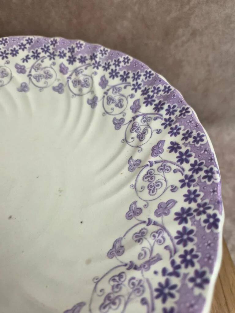 Large compotier Longwy Verveine in earthenware – antique