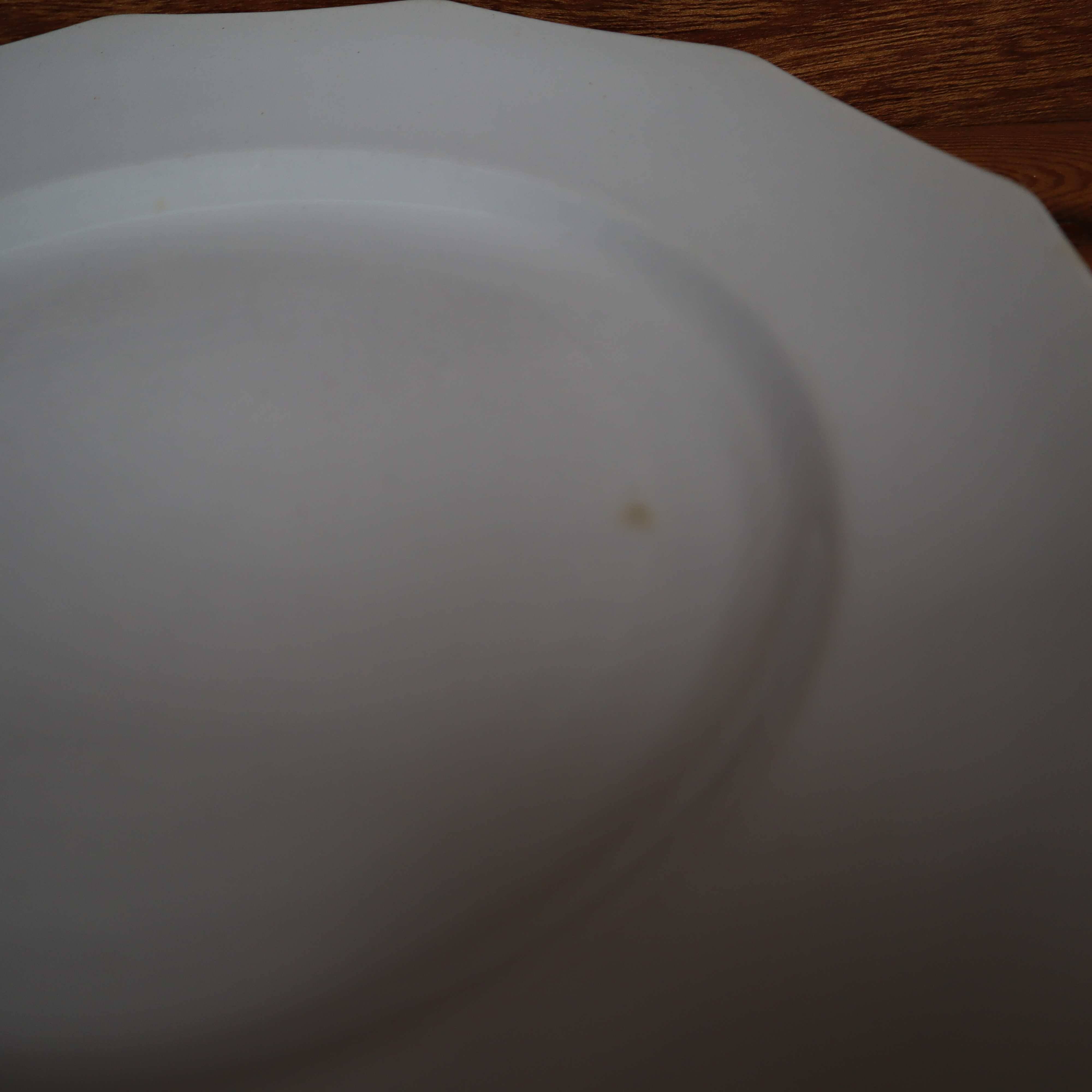 6 flat octagonal earthenware plates Moulin des loups pale blue color