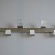 Vintage 70s brushed aluminum metal 12-hook wall coat rack